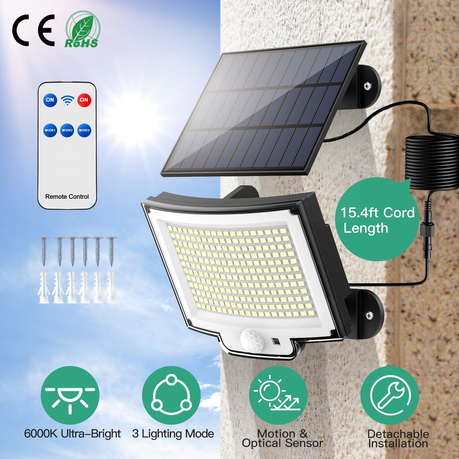 Solar Powered Flood Light Solar IP65 Waterproof Motion Sensor with Remote With Credit Card Cheap Online