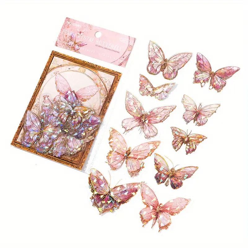 20-Pieces: Ice Crystal Laser Butterfly Decorative PET Stickers Outlet Nicekicks