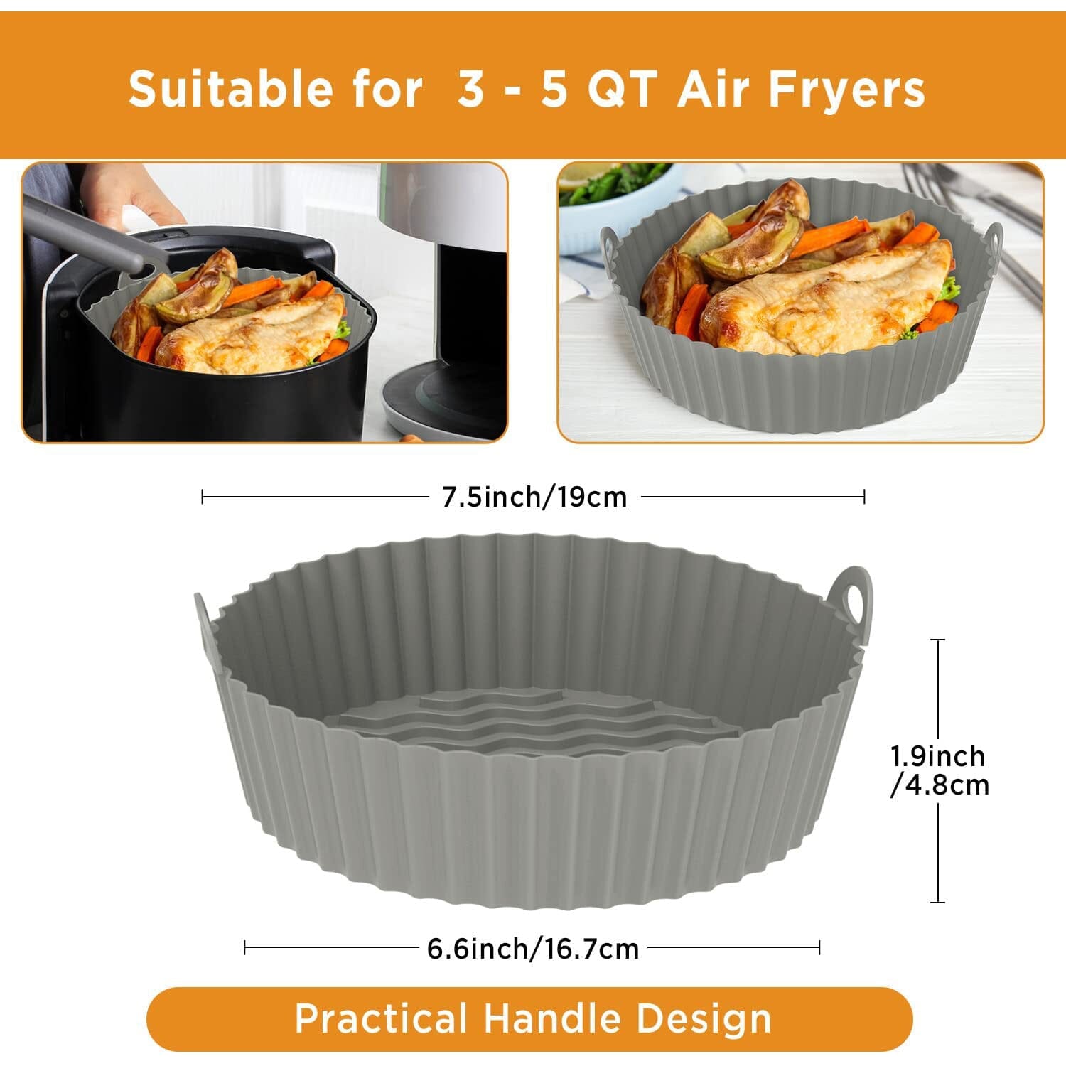 2-Pack: Foldable Silicone Air Fryer Liner Outlet 2025 Newest