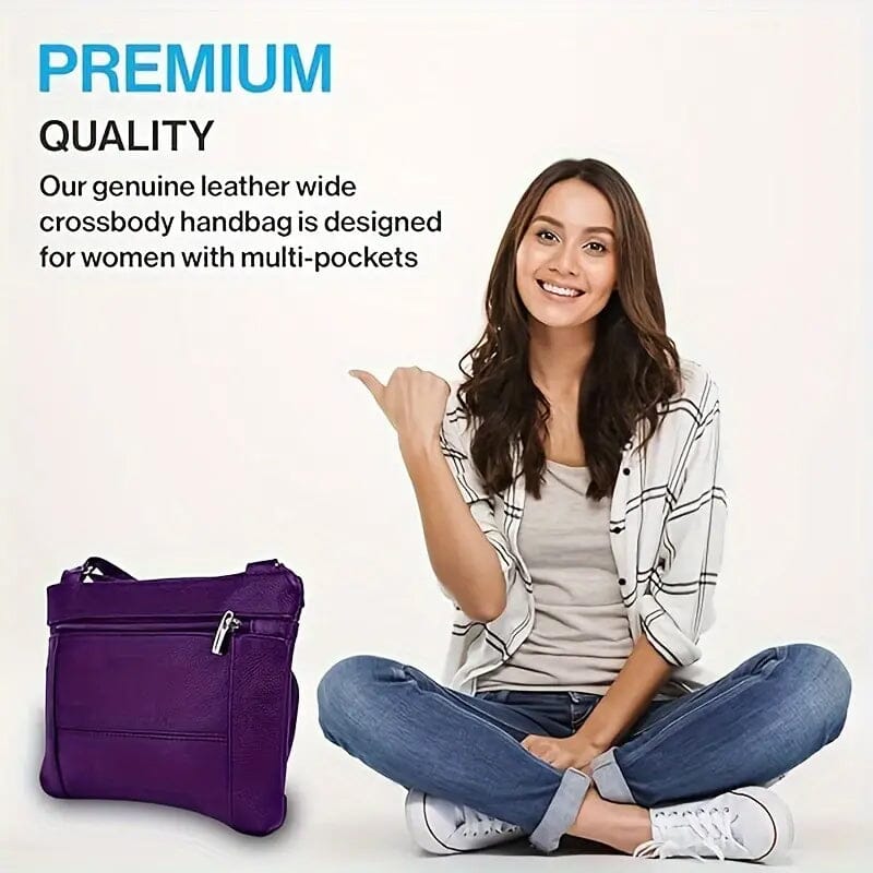 Multi-Pocket Wide Crossbody Wide Leather Bag Clearance Wholesale Pice