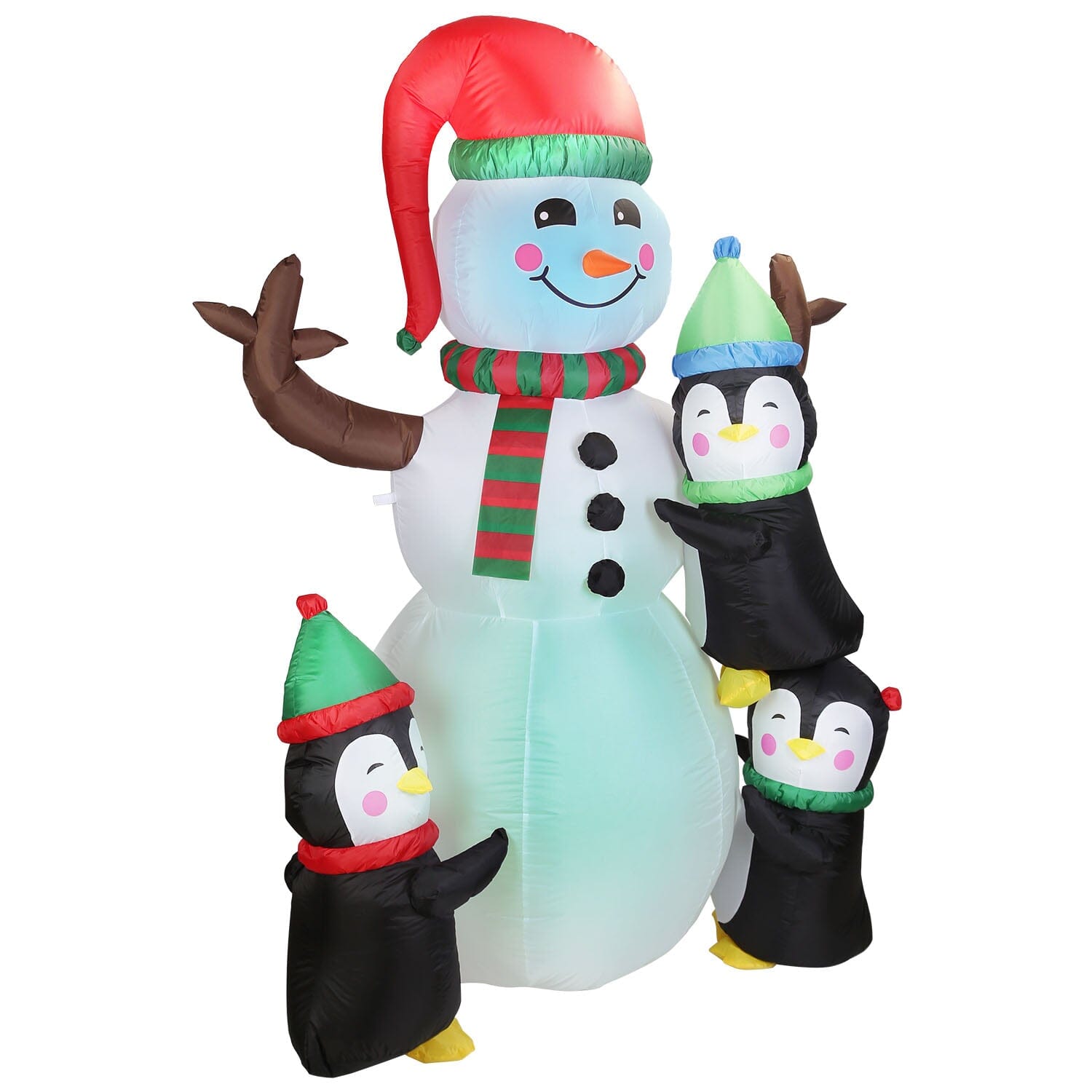 5.9Ft Snowman and Penguin Blow Up Yard Decoration with LED Light Built-in Air Blower Free Shipping For Sale