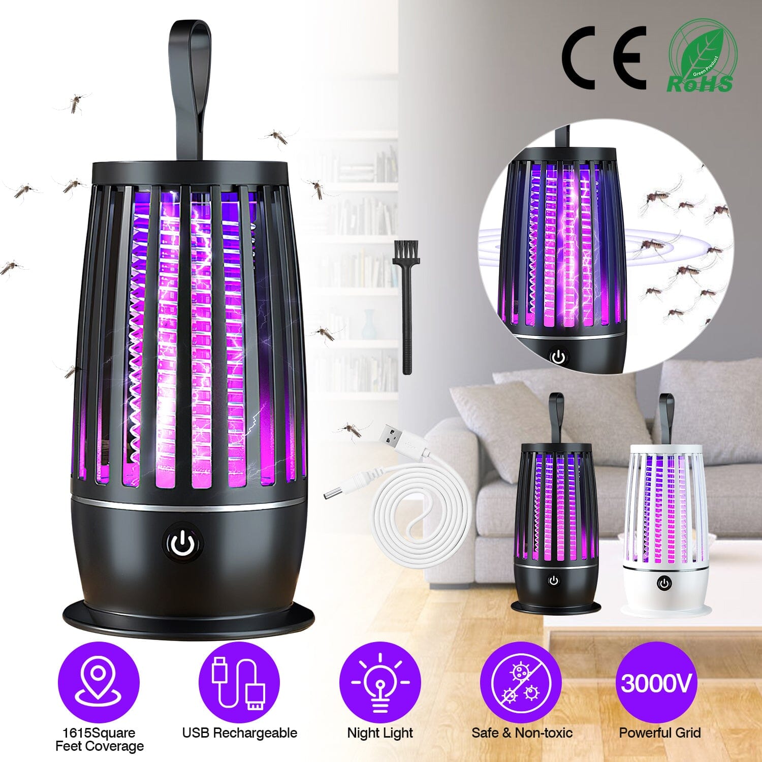 Killer Lamp Bug Zapper with Night Light Strap Mosquito Catcher Outlet Best Place