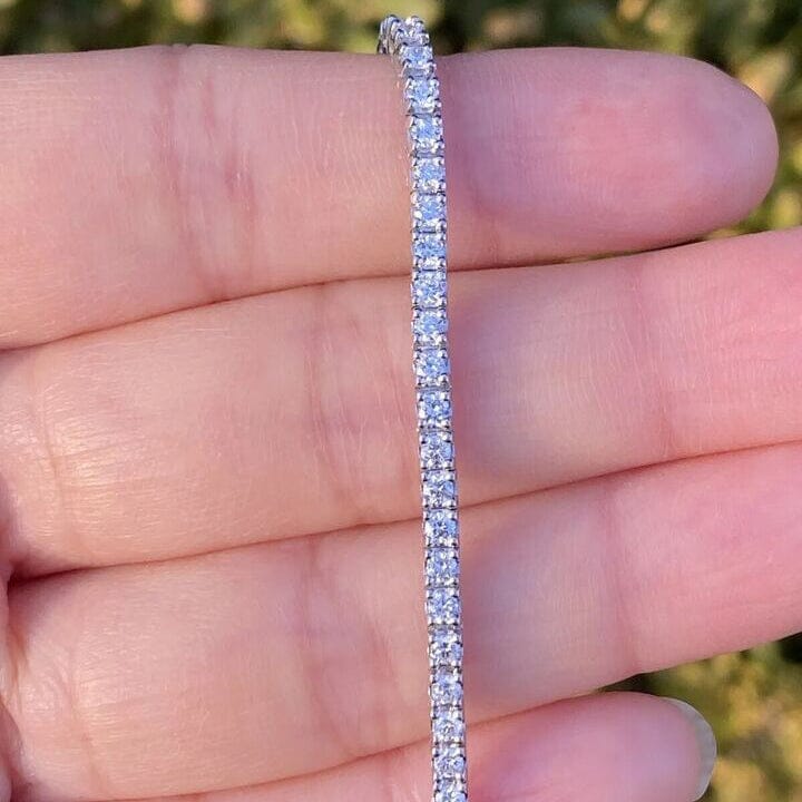 Solid 14K White Gold 2.13 CTW 100% Natural Diamond Tennis Bracelet Outlet Shop Offer