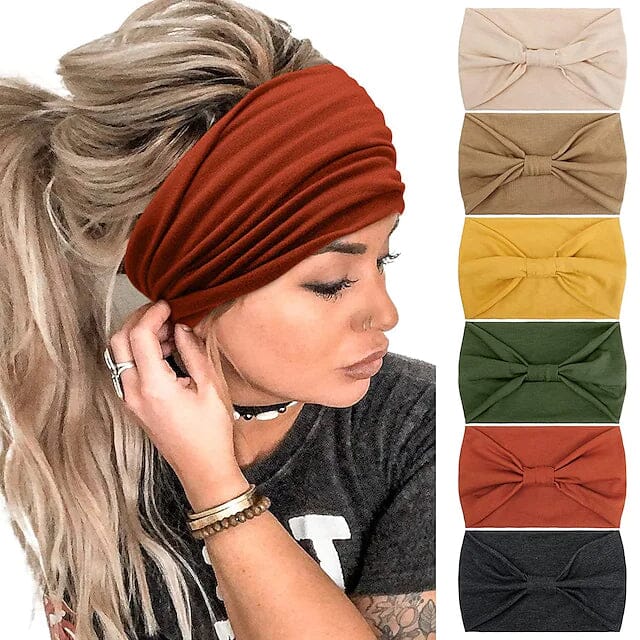 6-Piece: Wide Boho Bandeau Head Bands for Women Find Great For Sale