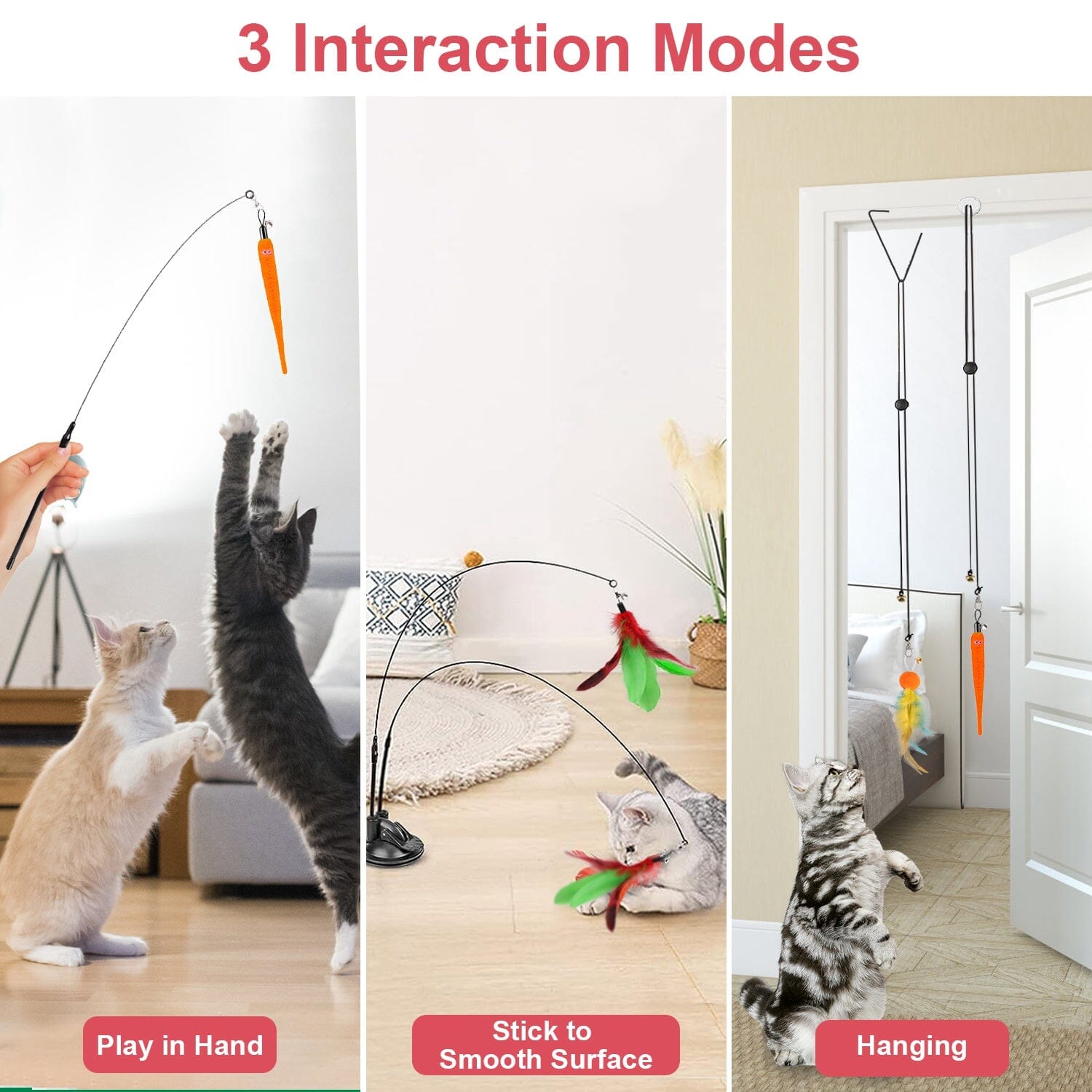 2 Cat Wand Toys with Suction Cup Double Head Interactive Cat Feather Toy Ebay