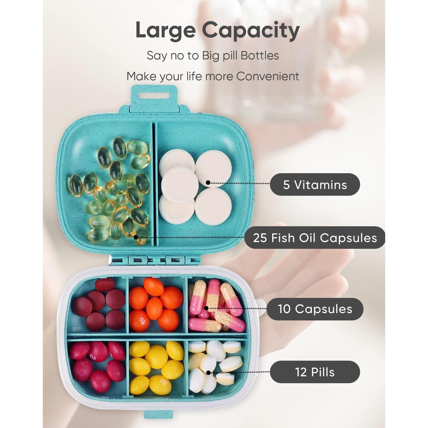 8 Compartments Travel Pill Organizer For Sale For Sale