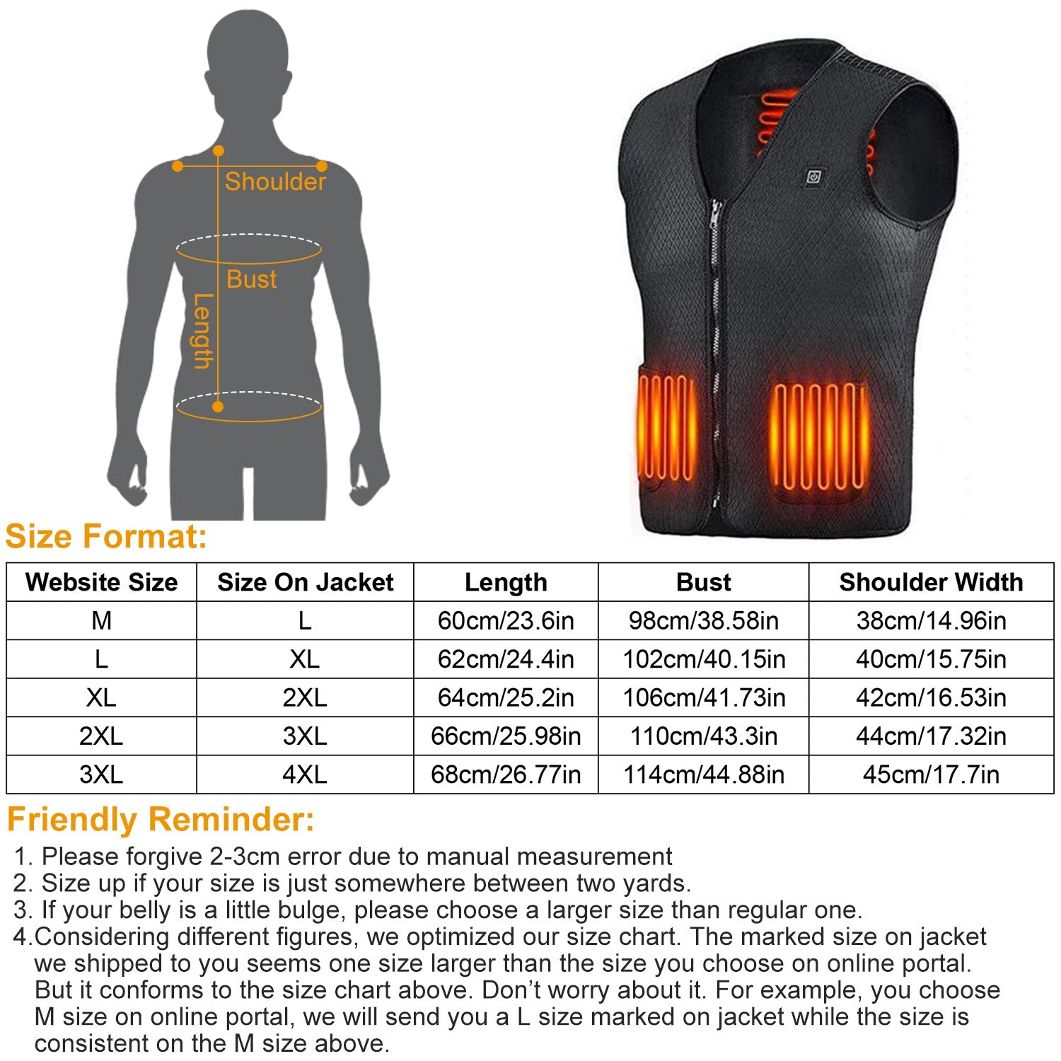 Heat Jacket Vest with 3 Adjustable Temperatures Sale Cheap Pices