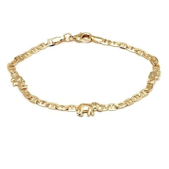 18k Gold Filled Mariner Link Elephant Bracelet 8'' Discount Wholesale