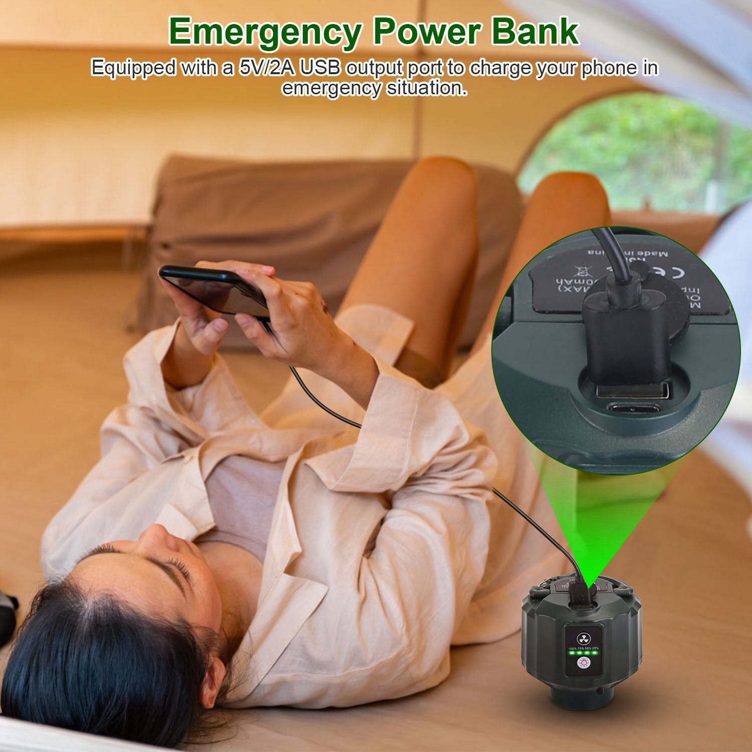 10400mAh USB Battery Powered Hanging Tent Lantern Fan Power Bank Clearance New Arrival