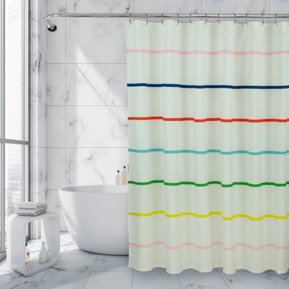 Royale Linens Double Brushed Microfber 1800 Thread Printed Shower Curtain Cheap Sale Really