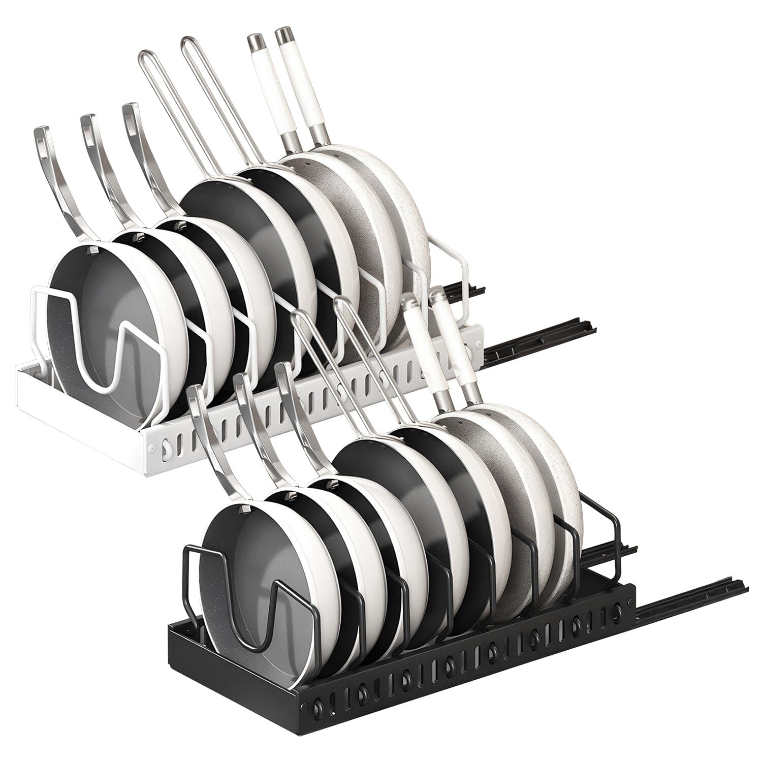 Pull Out Pots and Pans Organizer with 8 Adjustable Dividers Free Shipping Deals