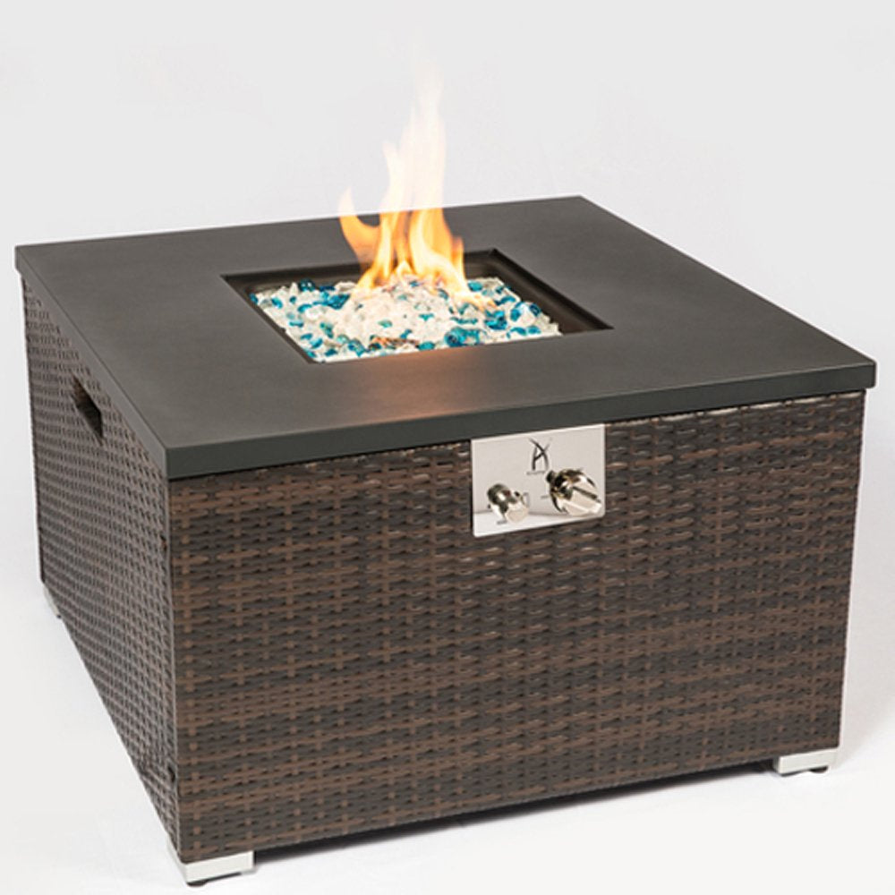 32 Outdoor Rattan Propane Gas Fire Table with Tile Tabletop Cost Cheap Online