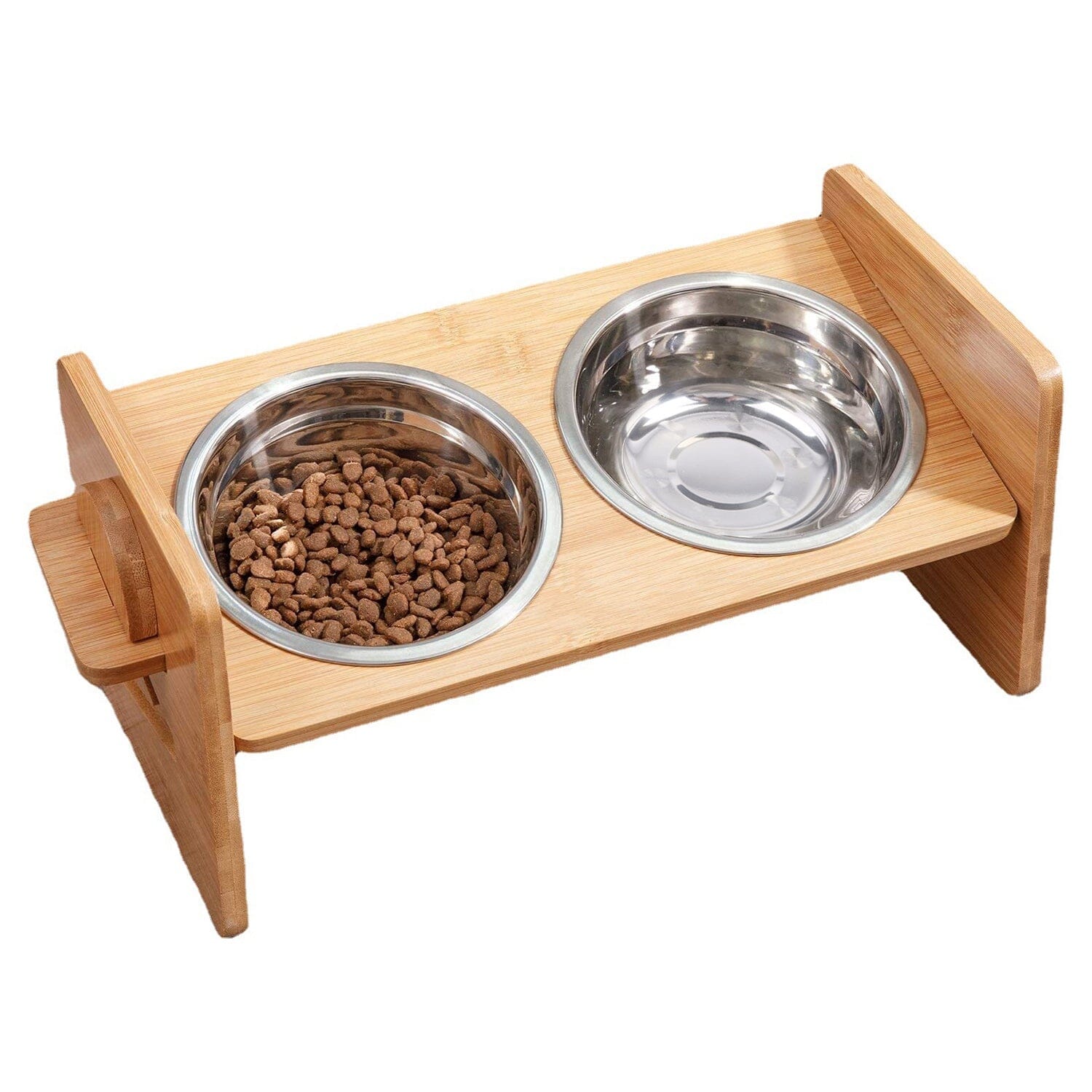 5°Tilt Bamboo Double Elevated Dog Bowls with 4 Adjustable Heights With Paypal Sale Online