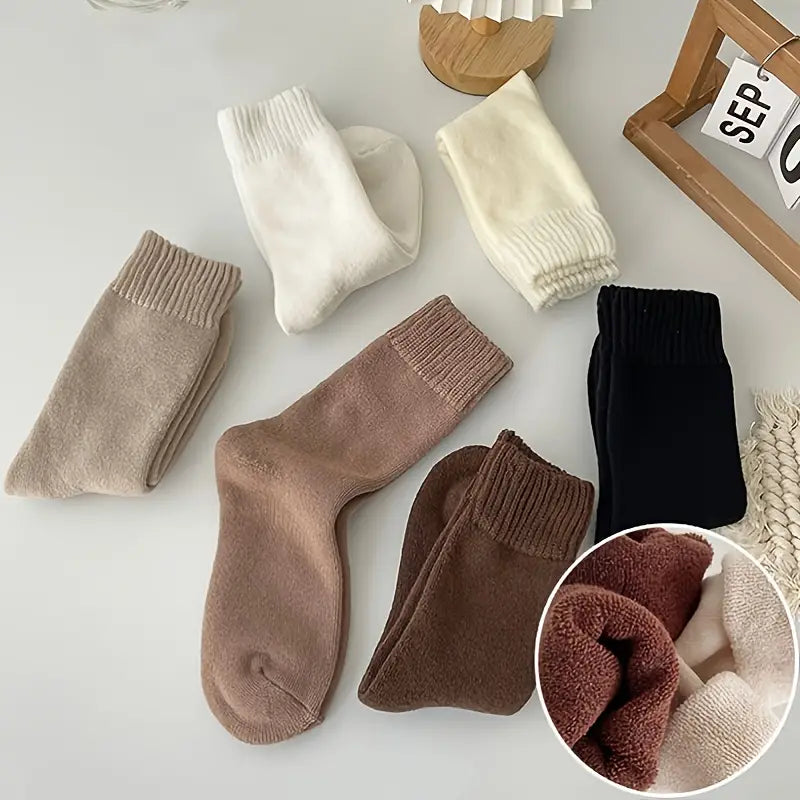 5-Pairs: Thick Thermal Mixed Color Mid Tube Socks Cheap Sale Inexpensive