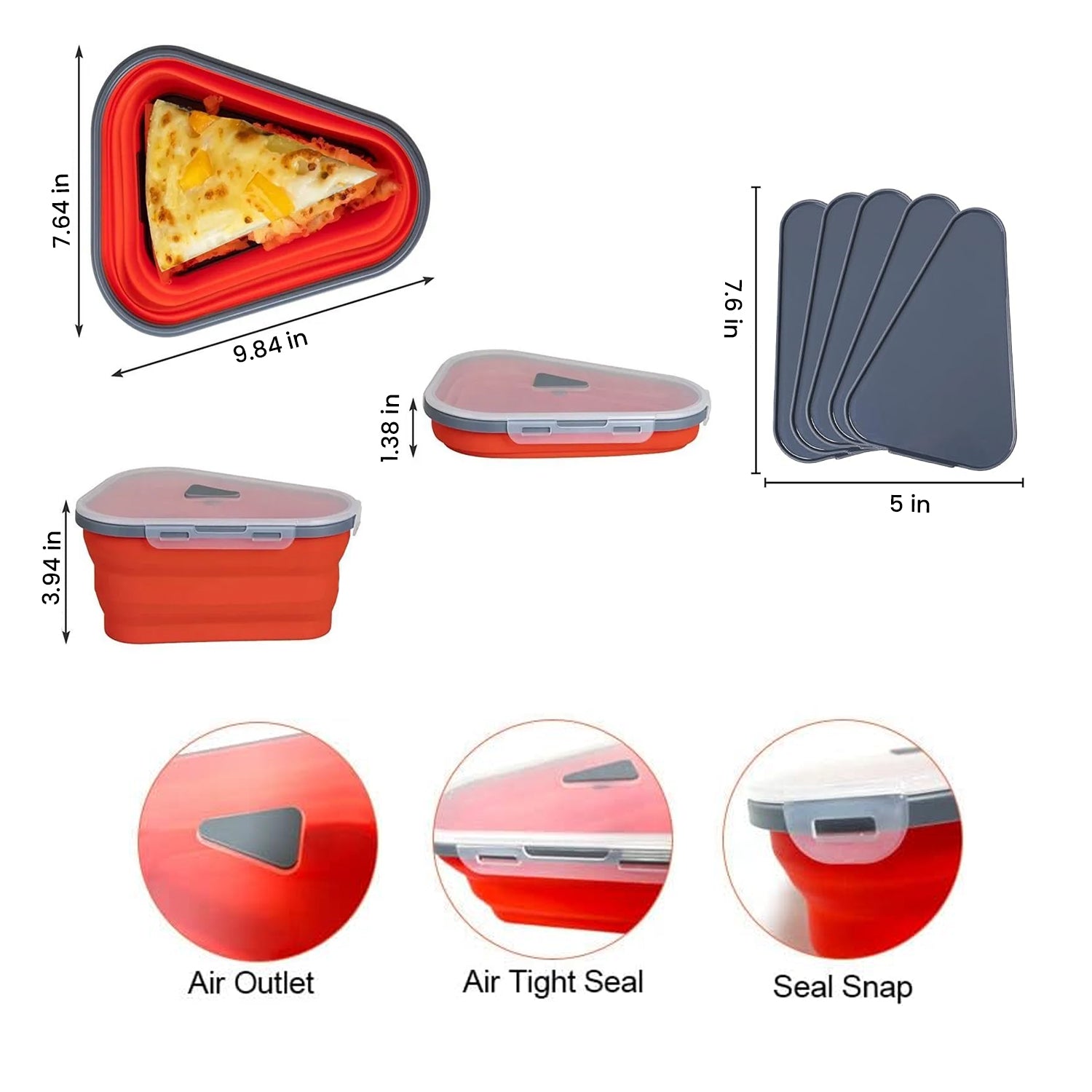 Collapsible Adjustable Reusable Pizza Storage Container with 5 Microwavable Serving Trays Clearance Purchase