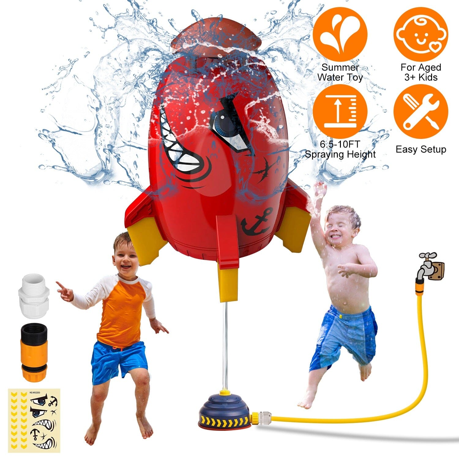 Rocket Sprinkler Launcher Water Sprinkler Flying Splashing 360° Rotation for 3+ Years Old Buy Cheap Limited Edition