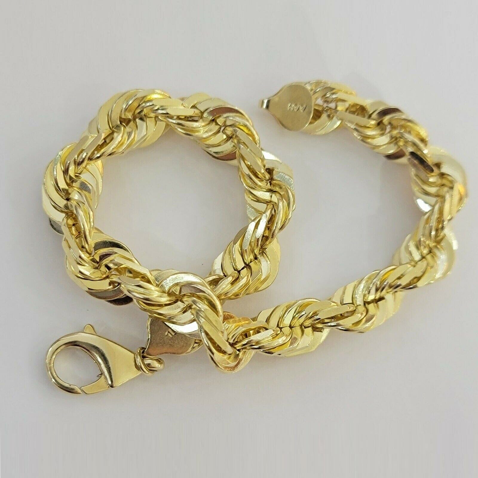 10k Yellow Gold Mens 6mm Diamond Cut Rope Genuine Italian Chain Link Bracelet 8 Clearance Outlet