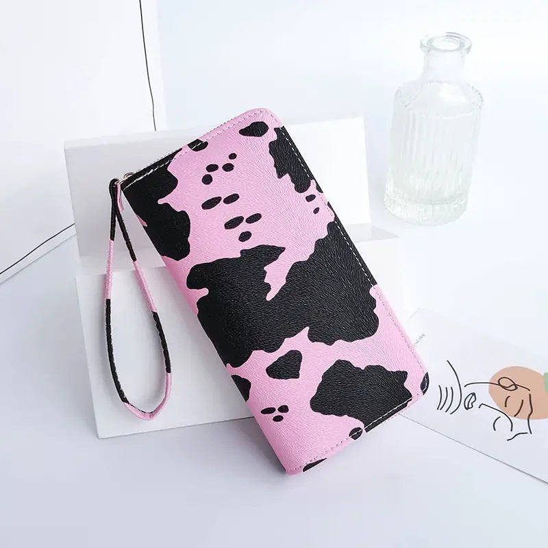 Women's Cute Versatile Faux Leather Cow Print Long Wallet Largest Supplier For Sale