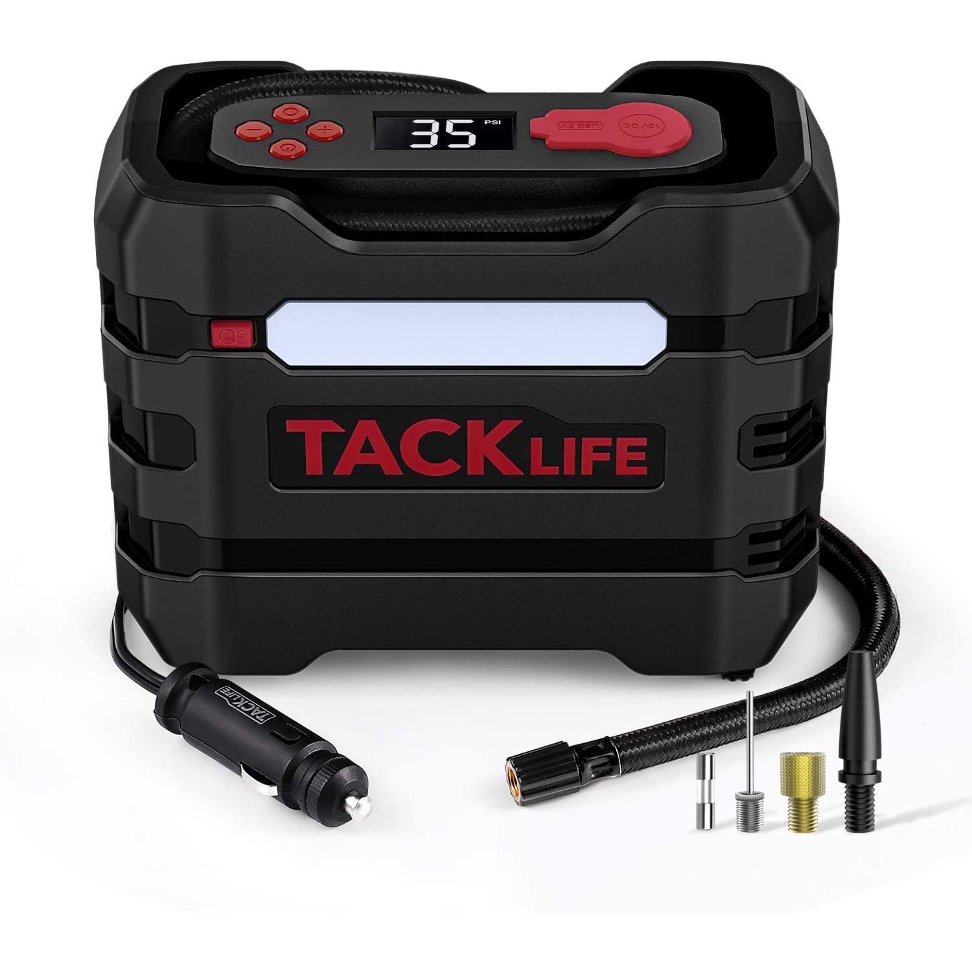 TACKLIFE Car Tire Inflator 12V DC Portable Air Compressor with 3 LED Lights New Styles For Sale