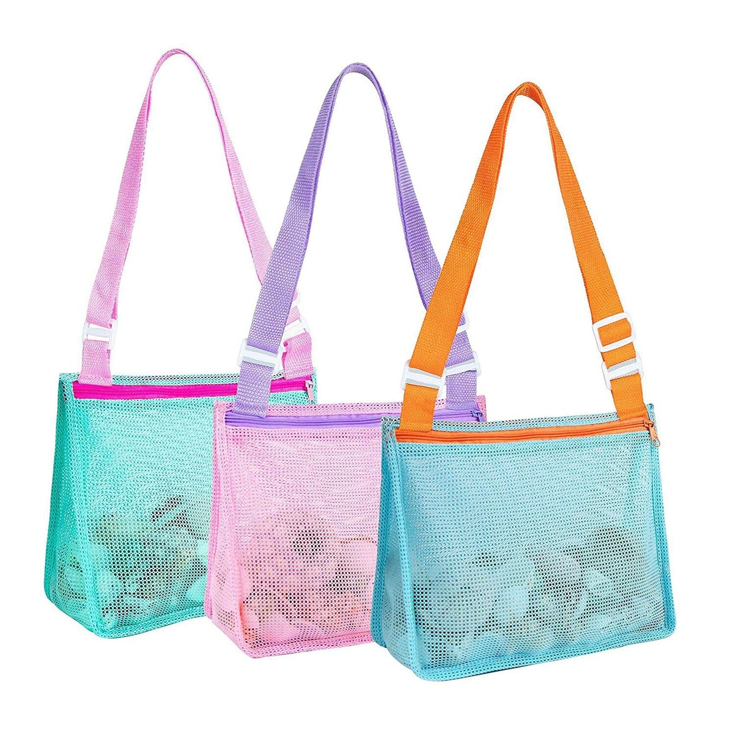 3-Pieces: Beach Mesh Bags Seashell Sand Tote Bag Cheapest Pice For Sale