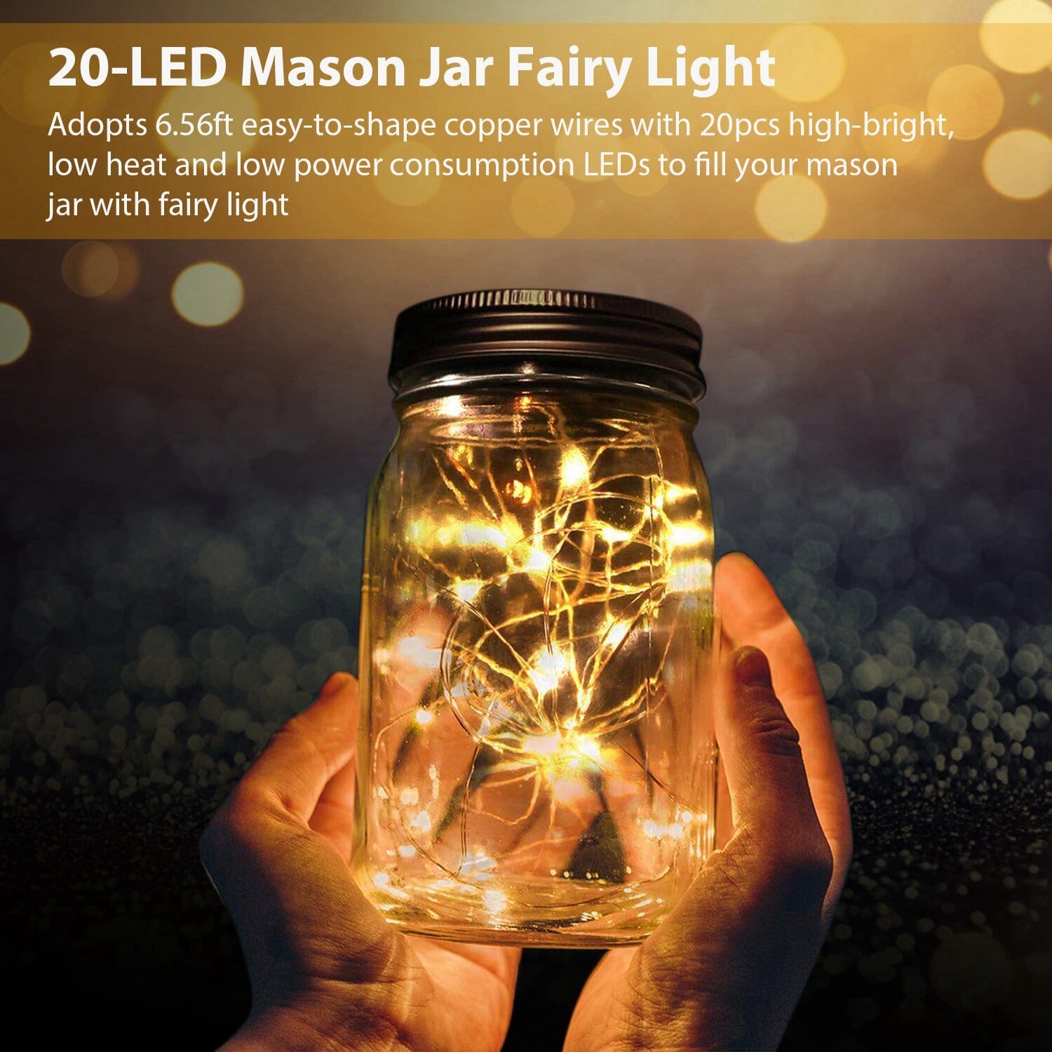 6-Pieces: Solar Powered Mason Jar Lid Lights 20 LEDs Visit Online