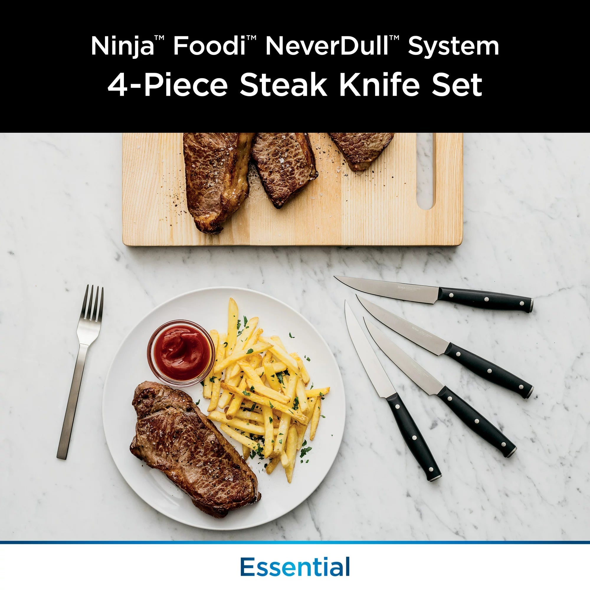 4-Piece Set: Ninja Foodi Never Dull Essential Steel Steak Knife Set, K12004 Largest Supplier Online