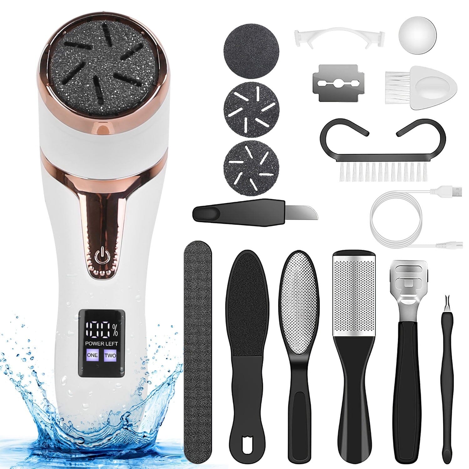 17-Pieces Set: Electric Foot Callus Remover with Vacuum Foot Grinder Rechargeable Discount Wholesale