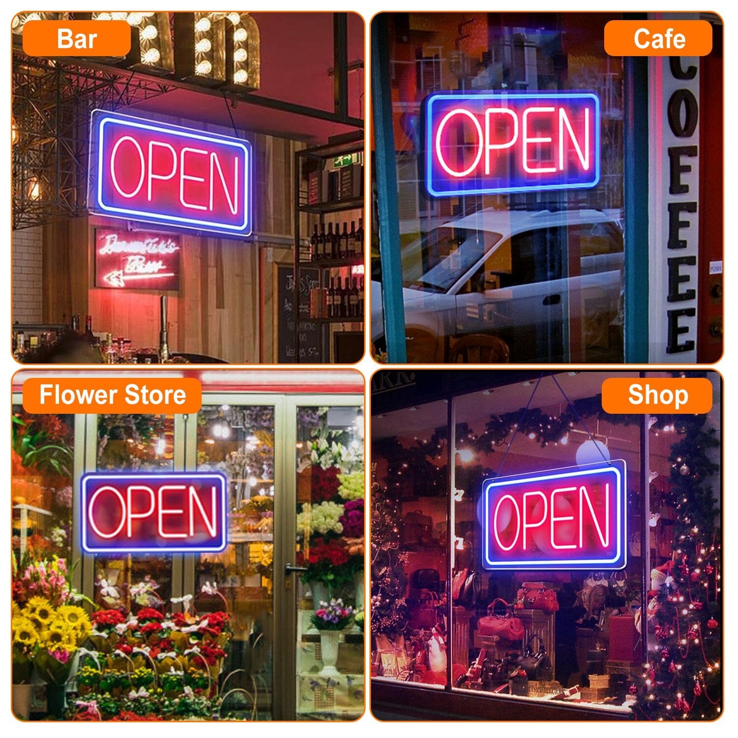 LED Open Sign Advertisement Board with 11 Levels Adjustable Brightness Clearance Footaction