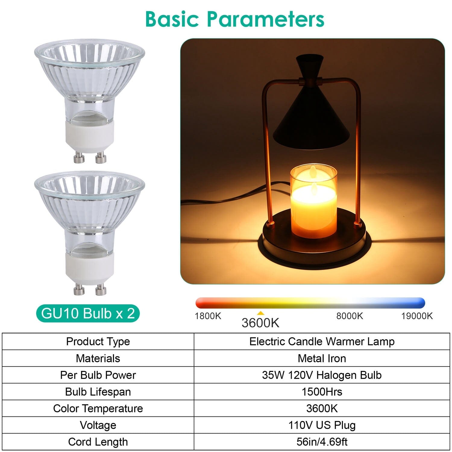 Electric Wax Melt Warmer Lamp Dimmable with 2 GU10 Bulbs Discount Shop Offer