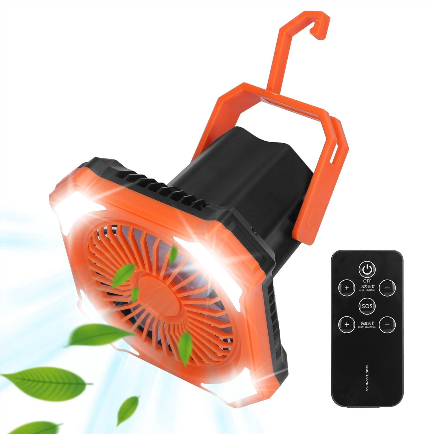 Portable Camping Lantern Fan 10000mAh Battery Powered with 4 Light Modes Supply