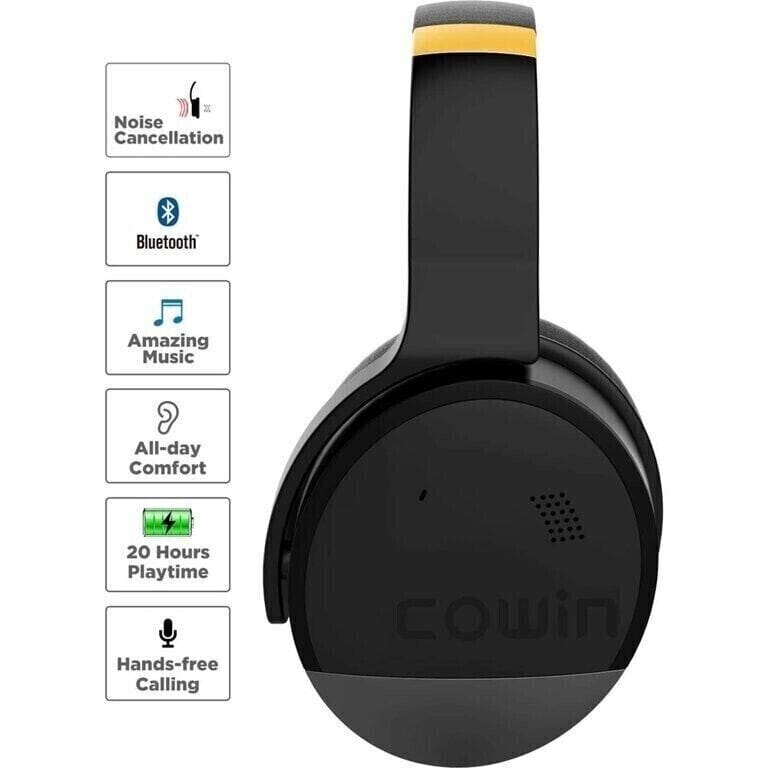 COWIN E8 Active Noise Cancelling Bluetooth Wireless Headphones Black & Gold (Refurbished) New Arrival Cheap Pice