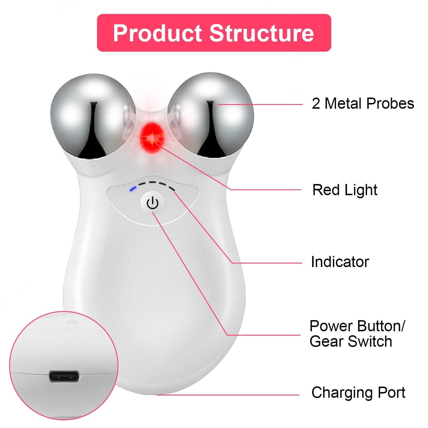 Micro-Current Face Massager Rechargeable Roller with 5 Gears Marketable