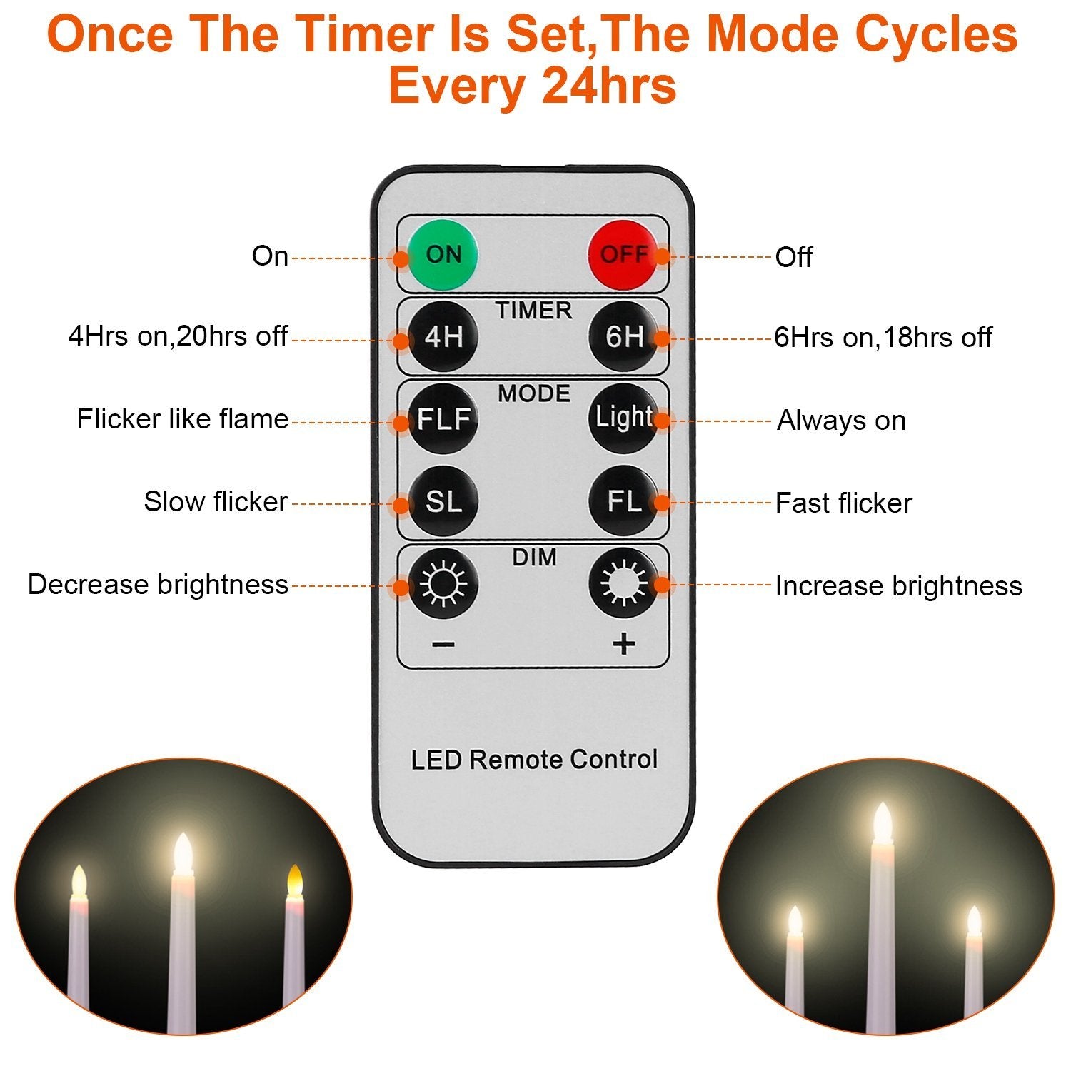 6-Packs: Flameless Taper Candles with 4 Light Modes and Remote Control Lowest Pice Cheap Pice