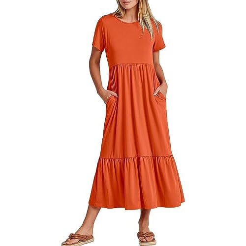 Women's Summer Casual Short Sleeve Crewneck Swing Dress Outlet New Arrival