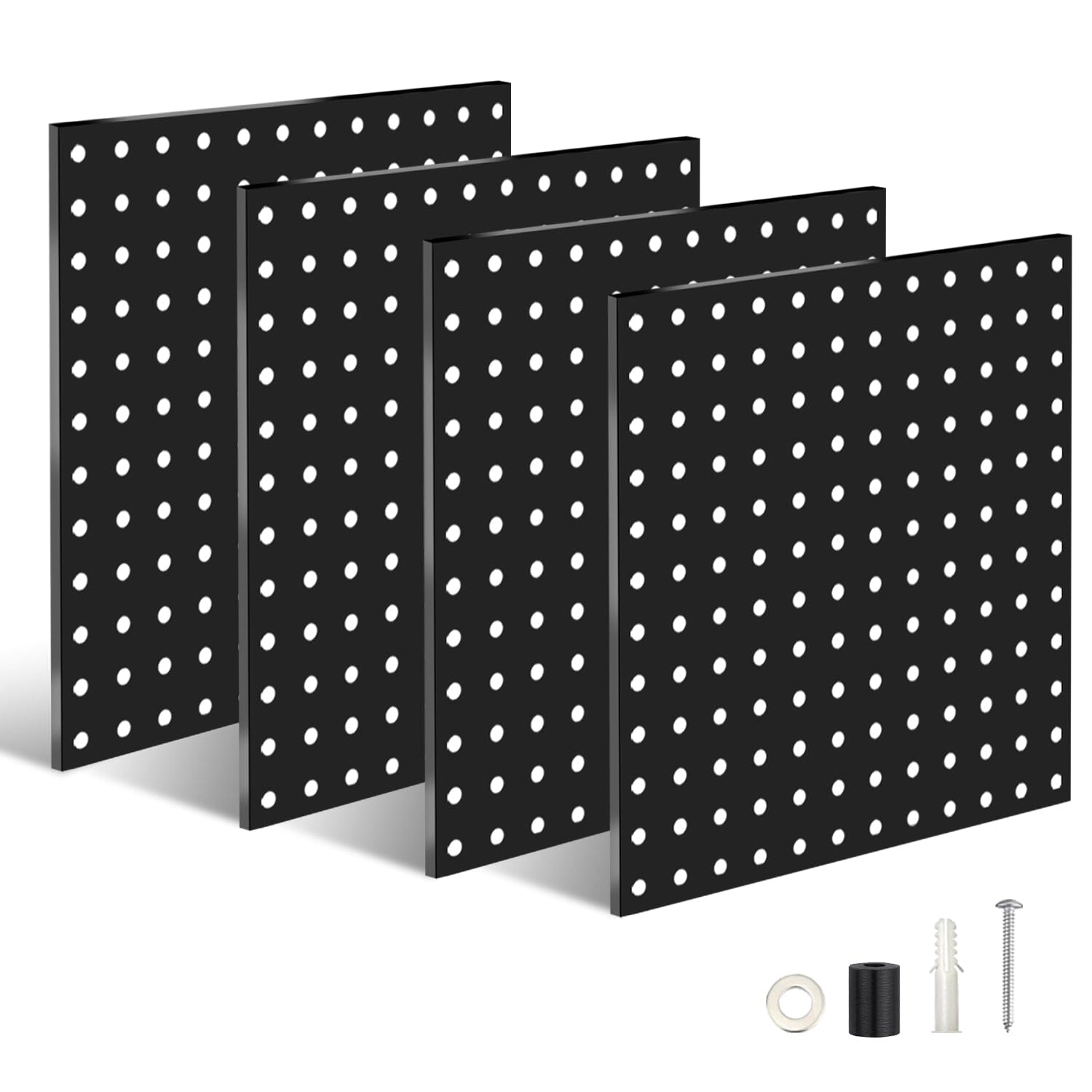 4-Pack: Metal Black Pegboard Wall Organizer with 1 Spacing 1/4 Hole Discount Eastbay