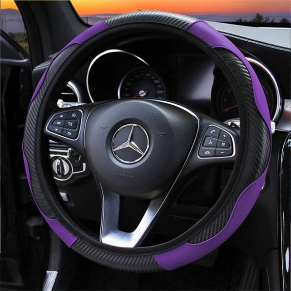 Car Auto Steering Wheel Cover Carbon Fibre Breathable Anti-slip Protector Discount The Cheapest