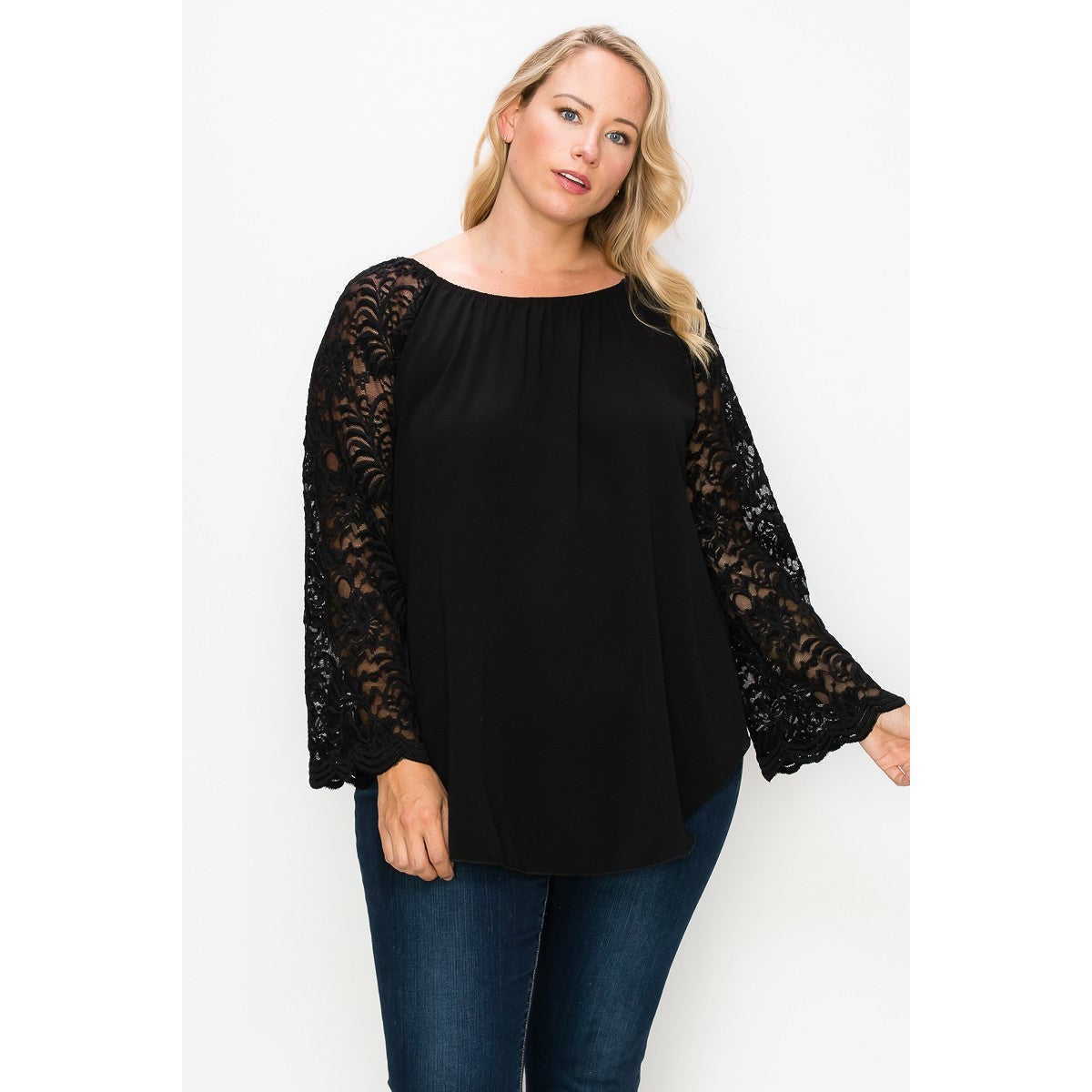 Solid Top Featuring Flattering Lace Bell Sleeves Factory Outlet