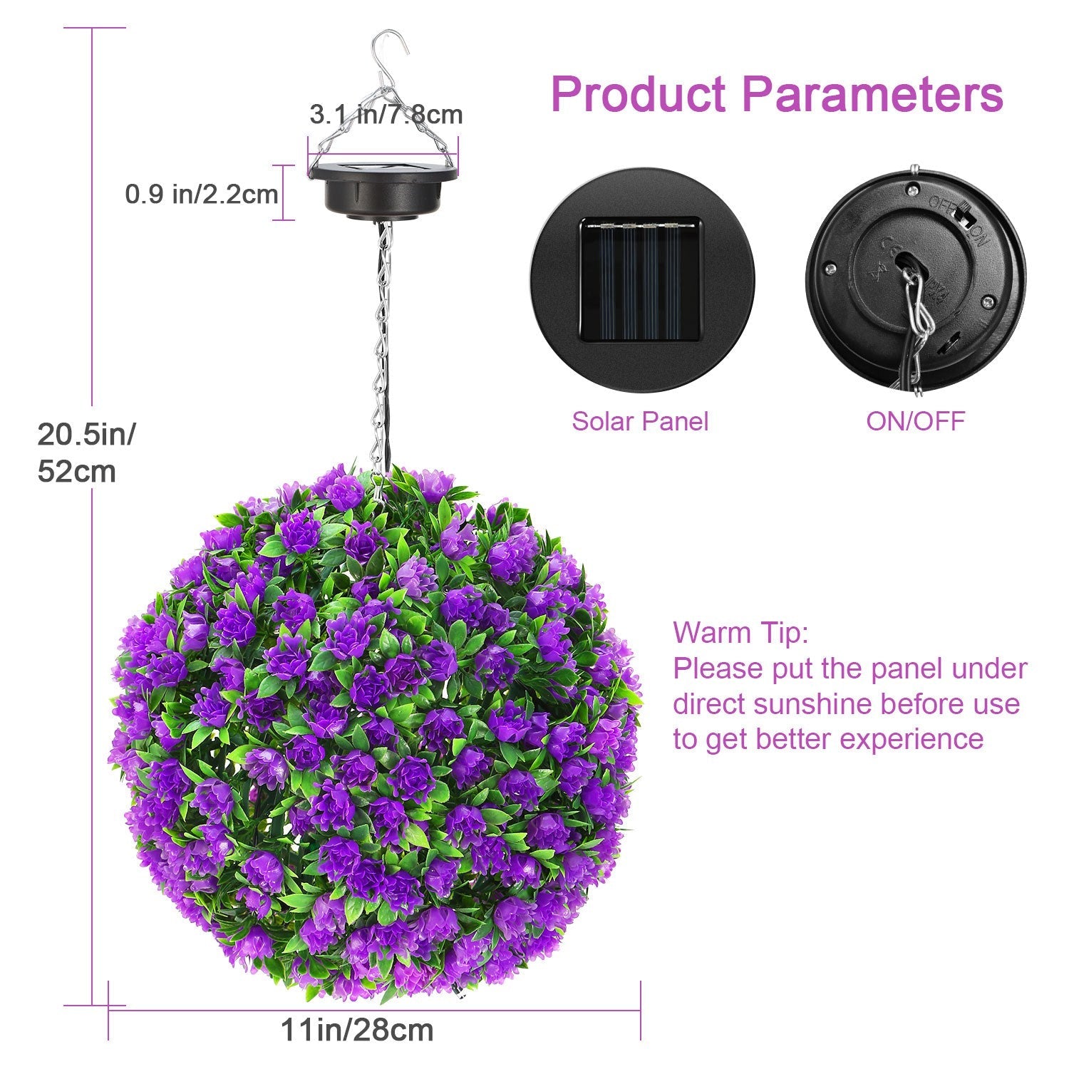 Solar Powered Topiary Ball Artificial Rose 20 LED Lights Big Discount For Sale