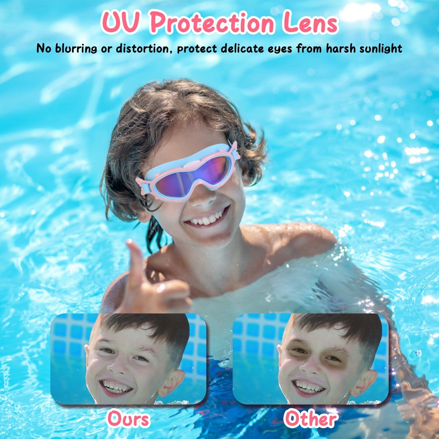 Kids Swim Goggles with Ear Plugs UV Protection Anti-Fog Leak Proof Outlet Affordable