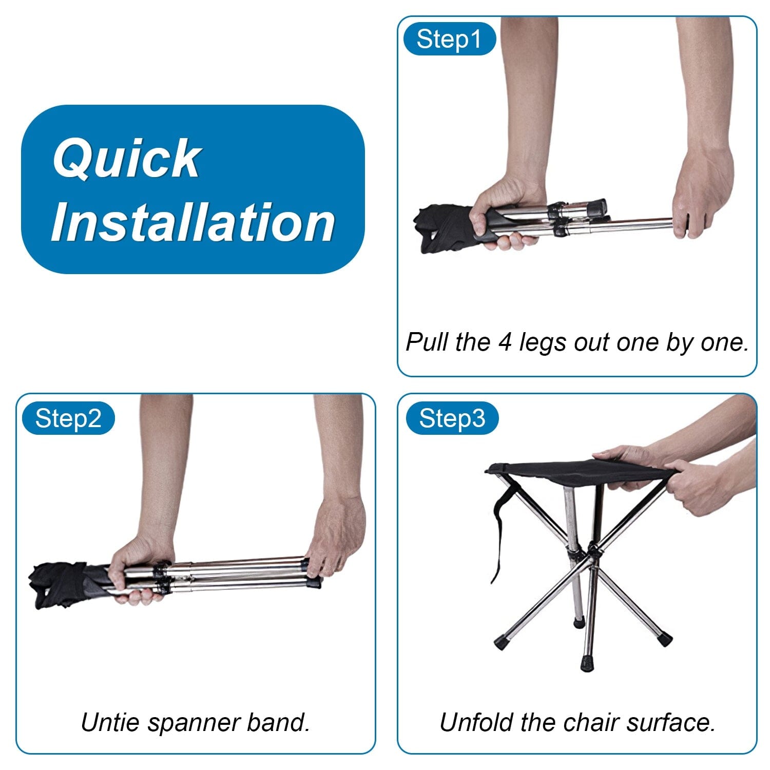 Retractable Portable Folding Chair Easy Set Up Backpacking Stool Sale Original