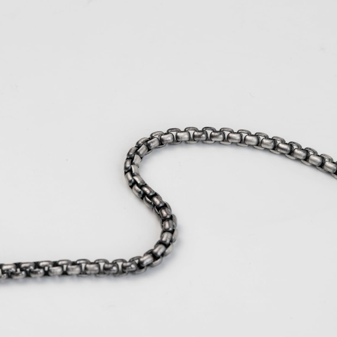 925 Sterling Silver Oxidized 3mm Italian Round Box Chain Necklace Italian Made Inexpensive