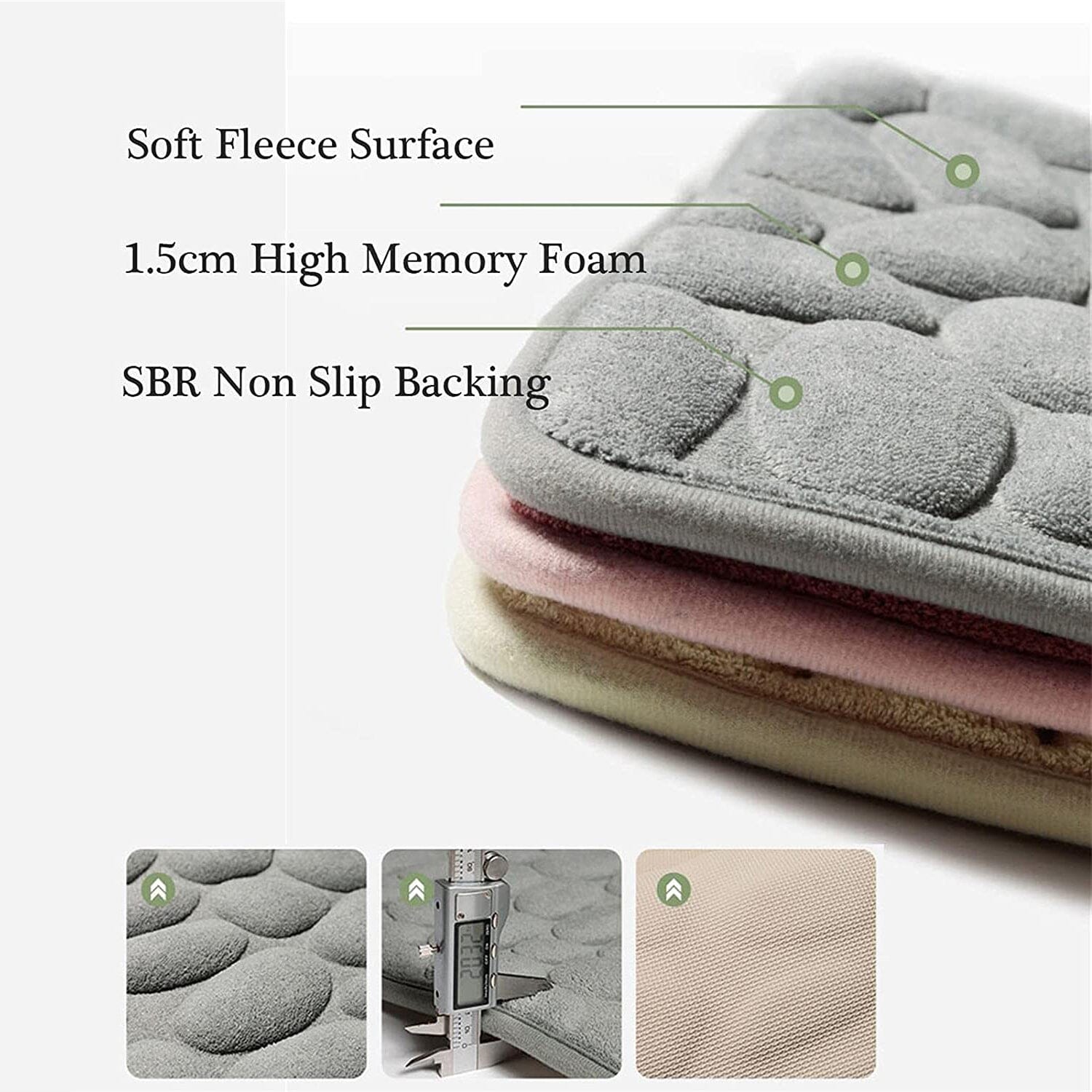 Soft Memory Foam Non Slip Cobblestone Embossing Bath Mat Clearance Best