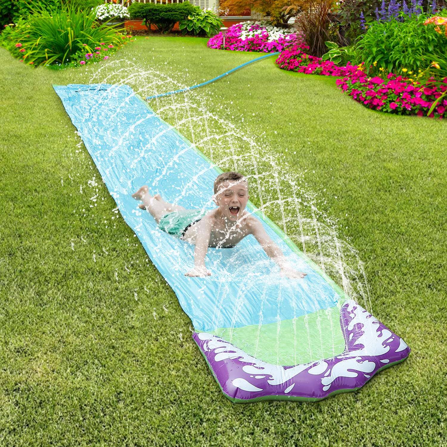 Kids Single Water Slide Lawn Surfing Racing Lane Slip Splash Spray Sprinkler Sale Comfortable