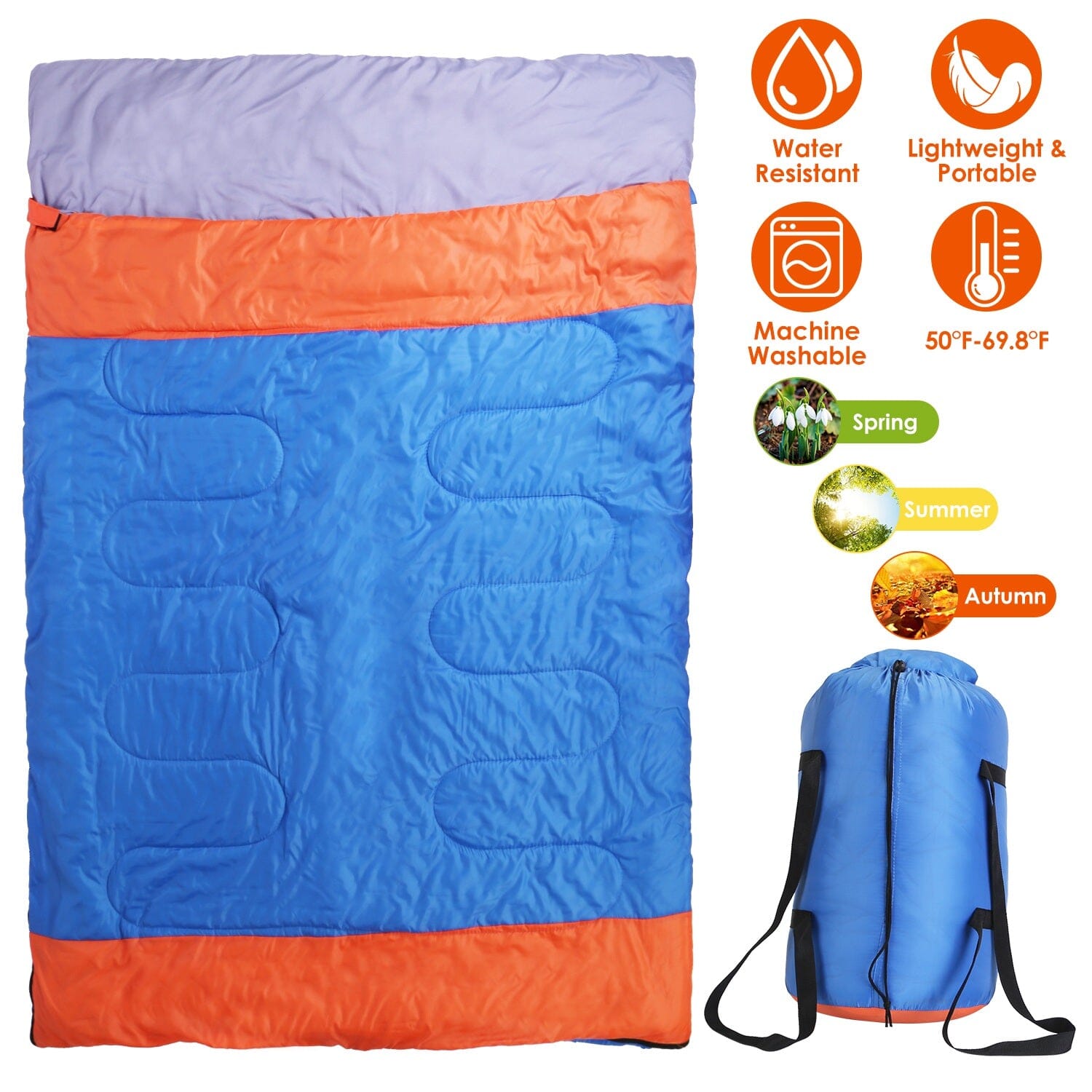 Water Resistant Camping Cotton Liner Sleeping Bag with Sack Visa Payment For Sale