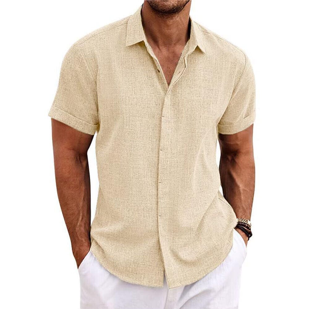 Men's Button Down Shirt Short Sleeve Plain Lapel Official Cheap Online