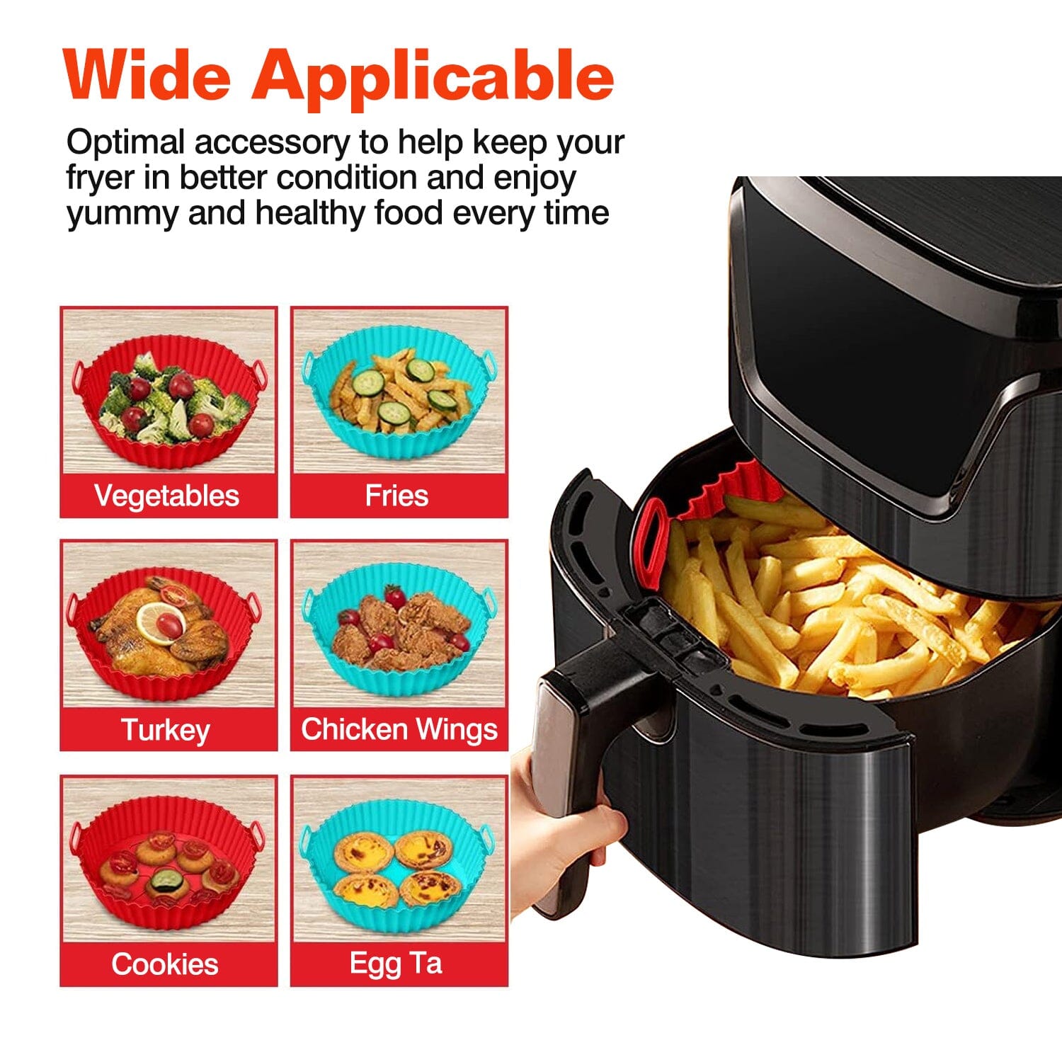 3-Pieces: Reusable Foldable Air Fryer Silicone Pot for 4+ Quart Air Fryer Oven Discount Latest