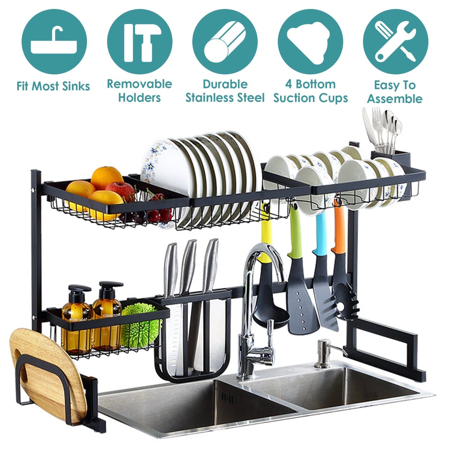 2-Tier Over the Sink Dish Drying Rack Inexpensive