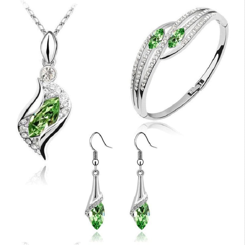 925 Sterling Silver Crystal Jewelry Set Outlet Nicekicks