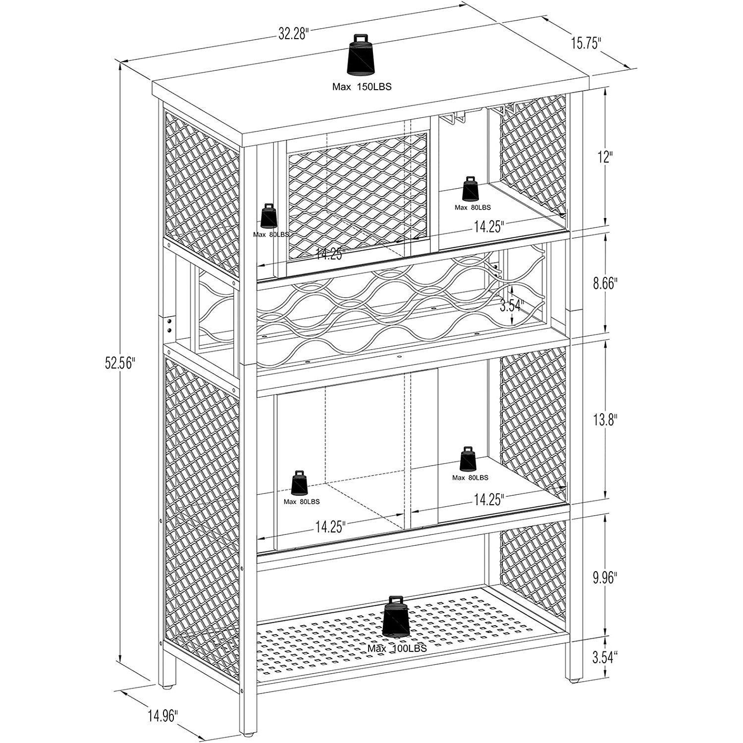 Wine Bar Cabinet for Liquor and Glasses Cheap Best Sale