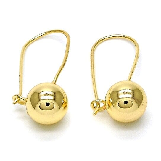 14K Gold Filled High Polish Finish Leverback Earring, Ball Design, Polished Finish, Golden Tone Cheap Affordable